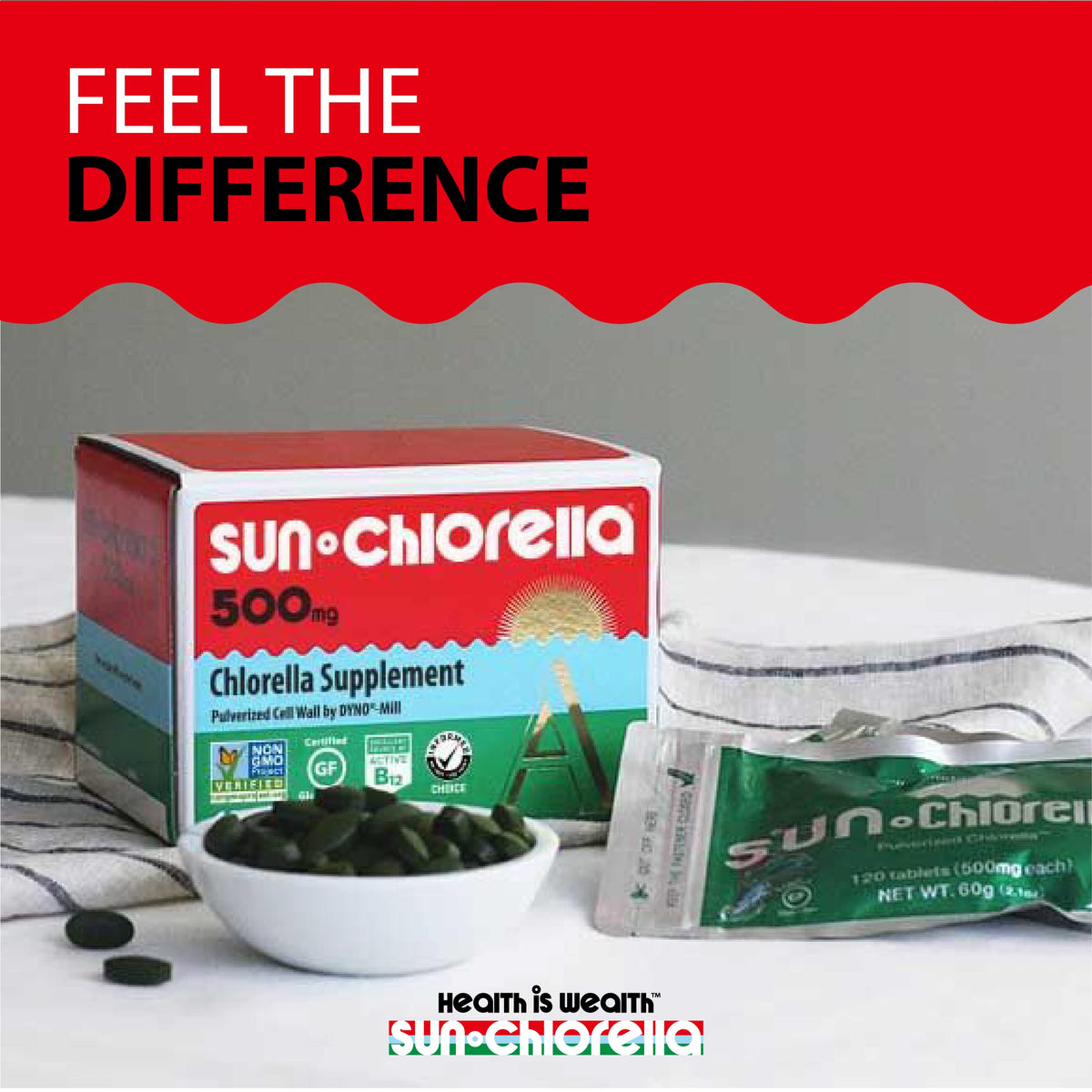 Sun Chlorella 500mg Whole Body Wellness Green Algae Superfood Supplement - Immune Defense, Gut Health, Natural Purification, Energy Boost - Chlorophyll, B12, Iron, Protein - Non-GMO - 600 Tablets Sun Chlorella