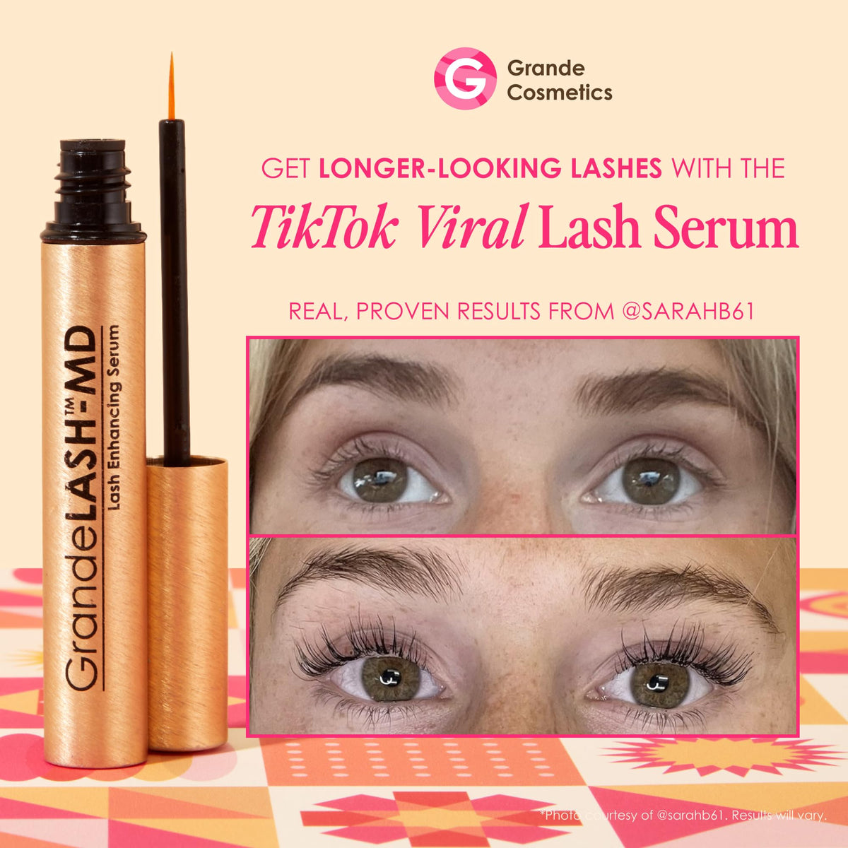 Grande Cosmetics GrandeLASH-MD Lash Enhancing Serum - Peptide & Vitamin Infused Formula for Longer, Thicker, Fuller Looking Lashes - Ophthalmologist Tested, Cruelty-Free, 6 Week Supply (1mL) Grande Cosmetics