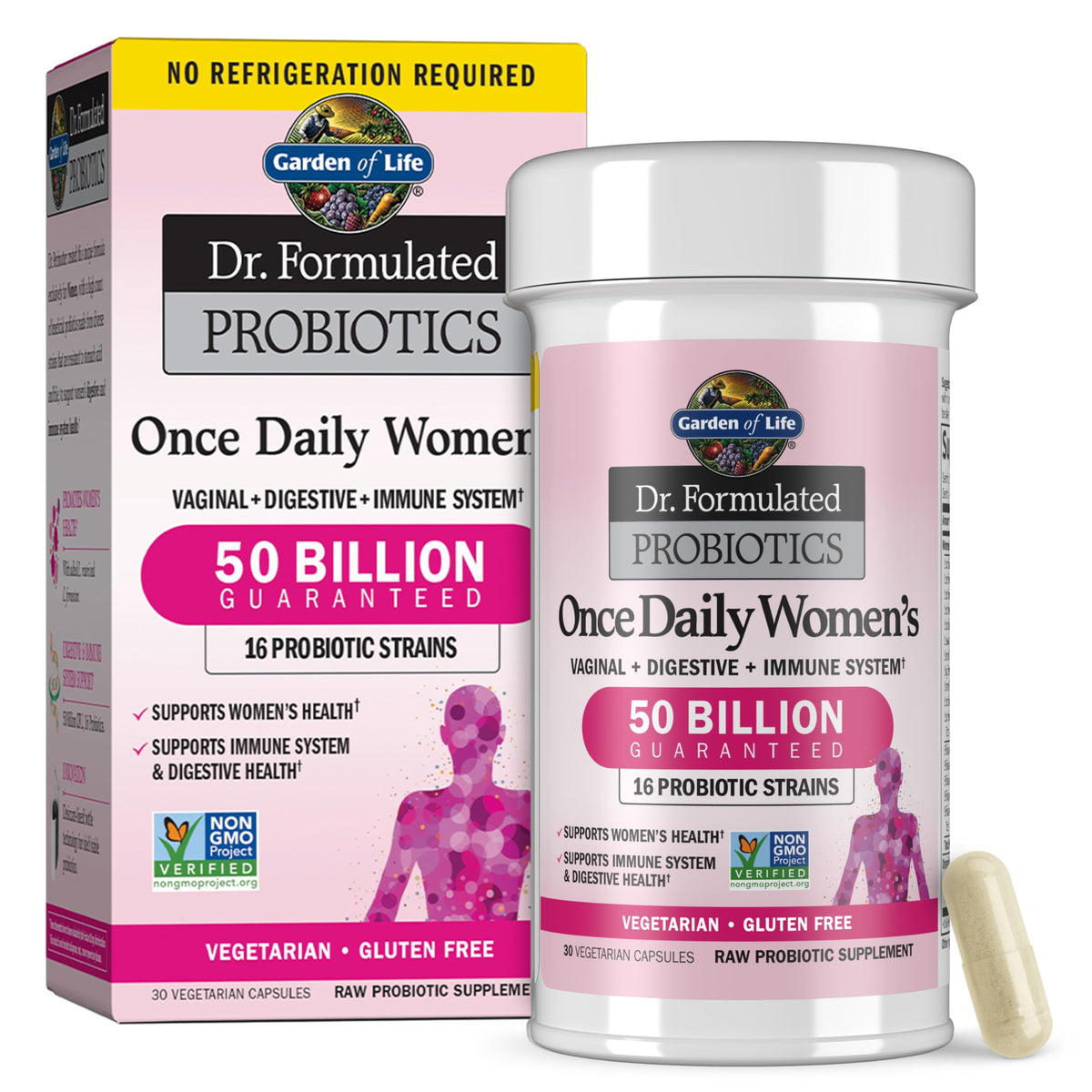 Garden of Life Dr. Formulated Once Daily Women's Probiotics with 50 Billion CFU & Organic Prebiotics – Vaginal Health, Digestive Support, Immune Support, Dairy Free, 30 Capsules Garden of Life