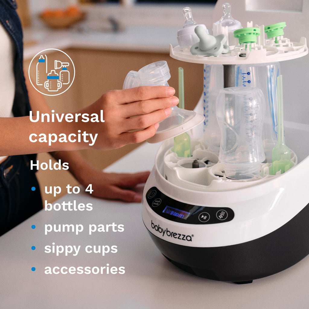 Baby Brezza Bottle Washer Pro - Baby Bottle Washer, Sterilizer + Dryer - All in One Machine Cleans Baby Essentials, Bottles + Pump Parts – Appliance Replaces Bottle Brushes & Drying Racks, Charcoal Baby Brezza