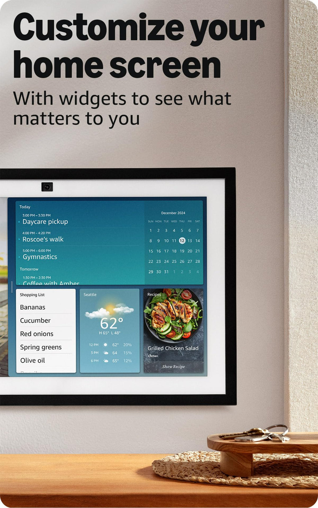 Amazon Echo Show 15 (newest model), Full HD 15.6" kitchen hub for home organization, with built-in Fire TV, Designed for Alexa+ Amazon