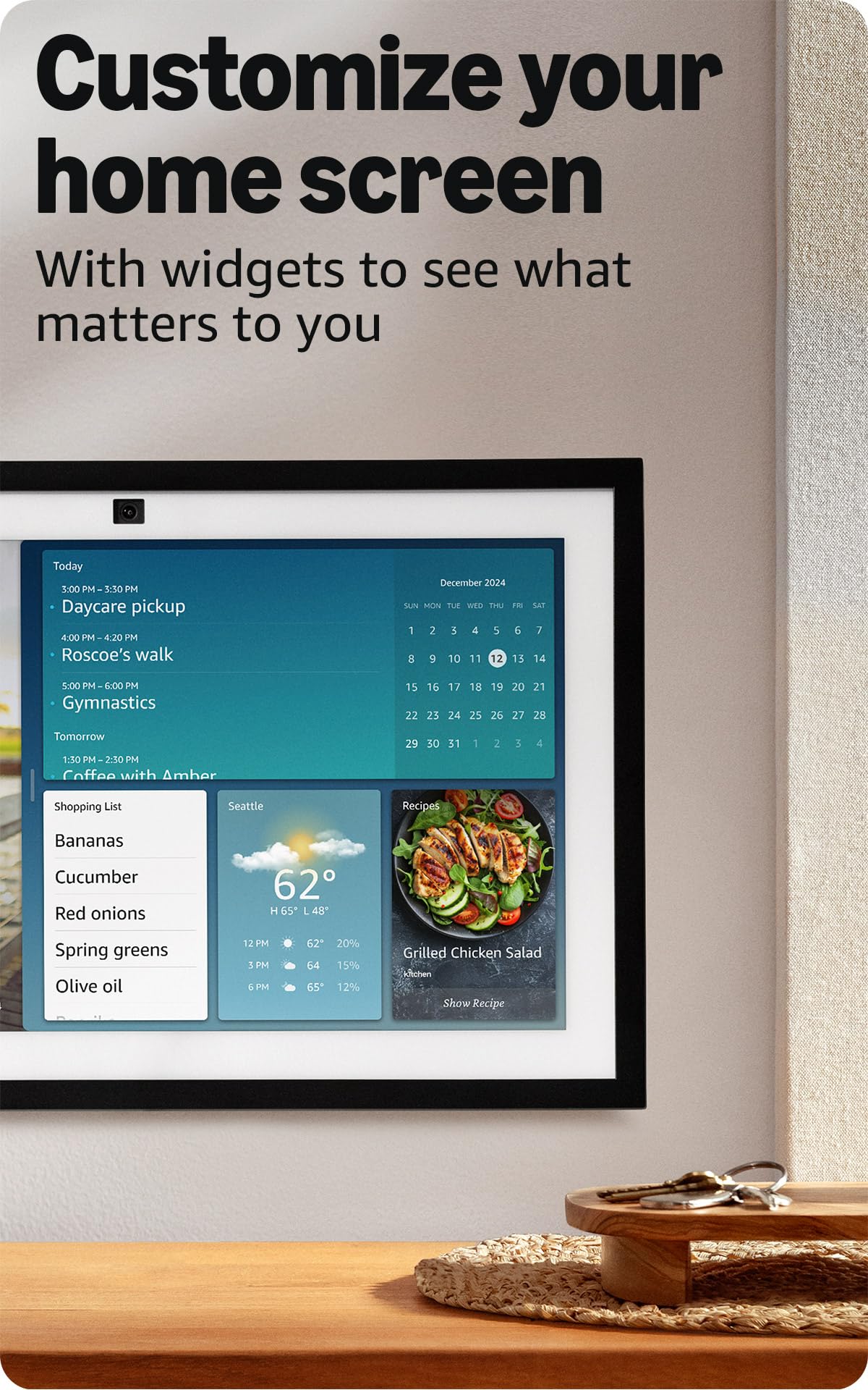 Amazon Echo Show 15 (newest model), Full HD 15.6" kitchen hub for home organization, with built-in Fire TV, Designed for Alexa+ Amazon