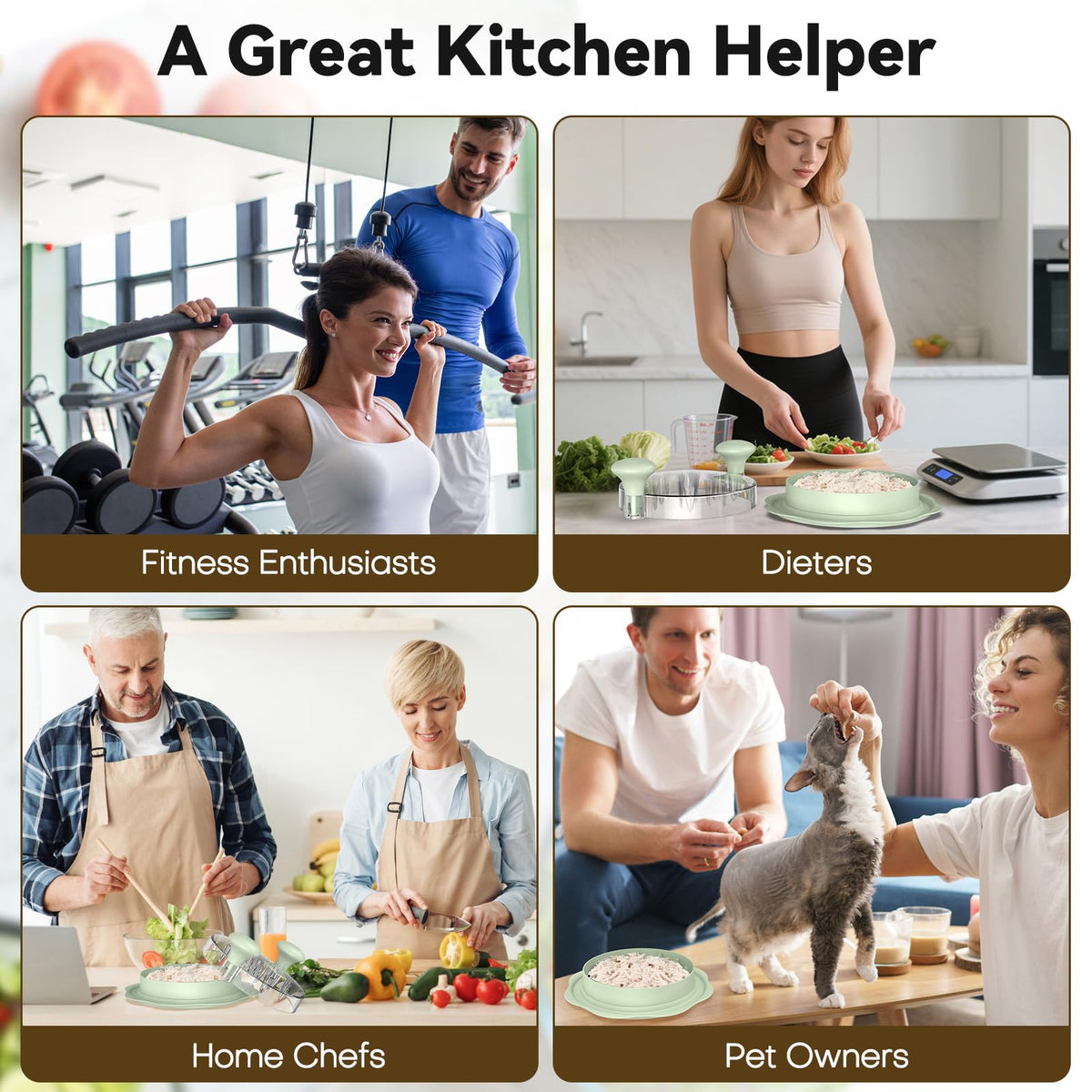 Ukeetap 10" Pro Chicken Shredder Tool Twist Large for Kitchen, BPA-Free Food-Safe Meat Grinder, Visible Chicken Breast Meat Shredder with Strong Anti-Slip Bottom & Ergonomic Handle, Green ukeetap