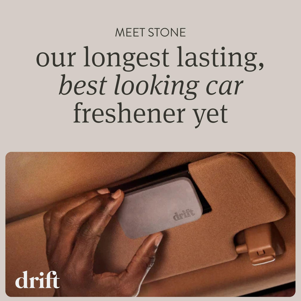Drift Car Air Freshener - The Original Stone Air Freshener - Car Odor Eliminator - Long Lasting Scent - Metal Clip - Essential Oils - Clean Ingredients - Amber Scent 3 Pack Refill - NO CLIP INCLUDED drift