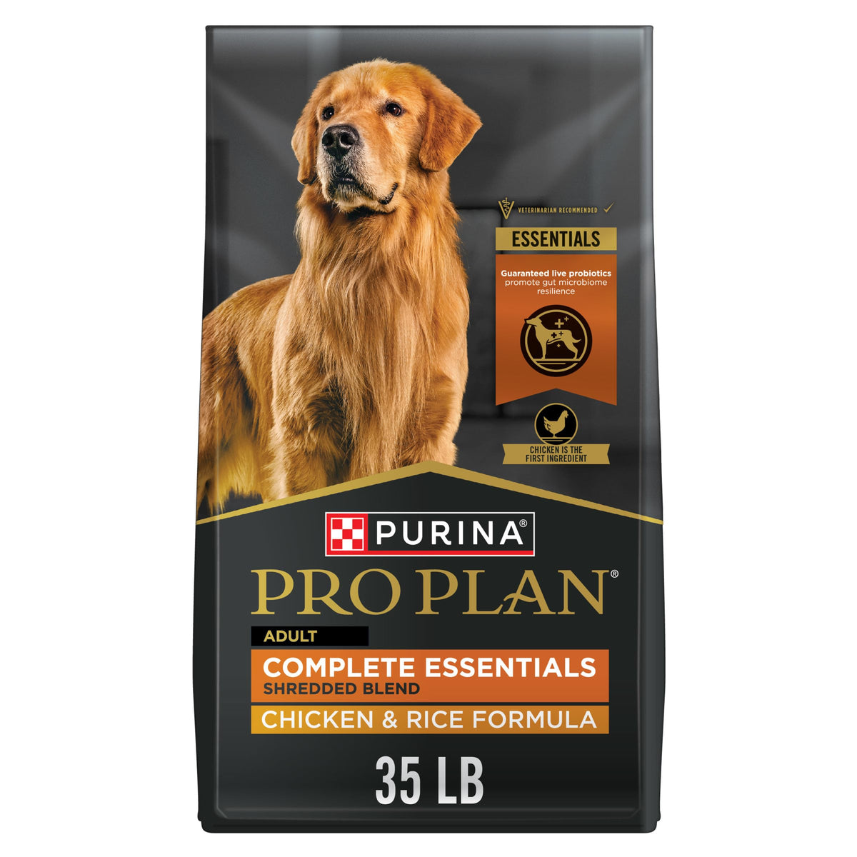 Purina Pro Plan Complete Essentials Shredded Blend Chicken and Rice Dog Food Dry Formula with Probiotics for Dogs - 35 lb. Bag Purina Pro Plan