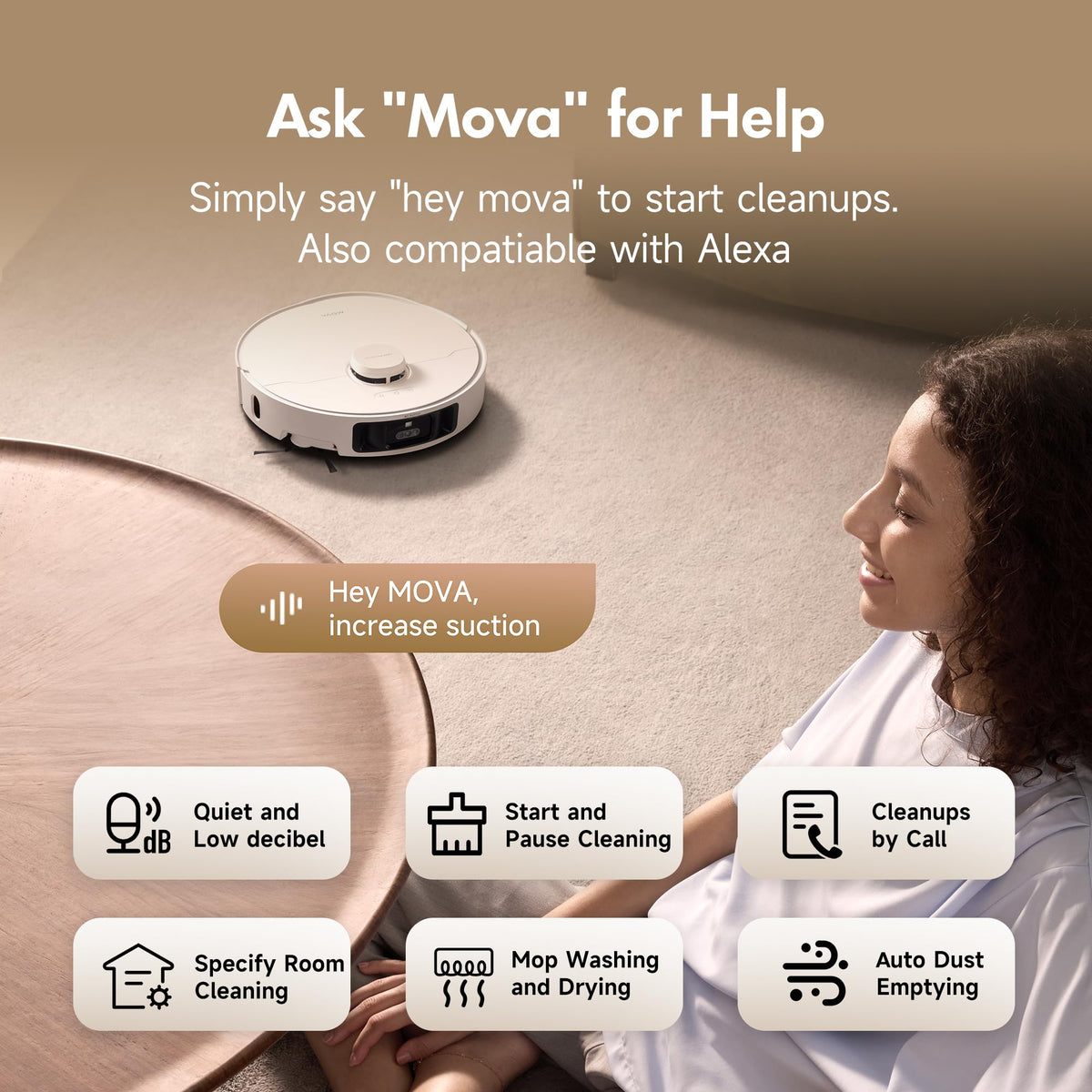 Mova P10 Pro Ultra Robot Vacuum and Mop 13,000Pa Suction, 140°F Hot Water Auto Mop Washing & Drying, Dual Spinning Extenable Mop,10.5mm Lifting for Carpet, 360°Obstacle Avoidance, App Control Mova