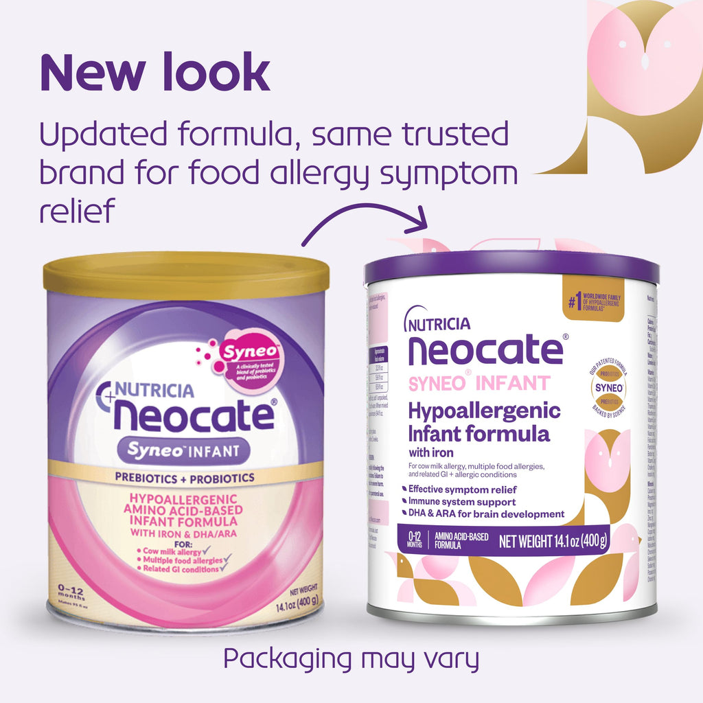 Neocate Syneo Infant - Hypoallergenic, Dairy-free, Amino Acid-Based Baby Formula with Prebiotic Fiber, Probiotics & DHA/ARA - Food Allergy-Friendly Formula - 14.1 oz (Pack of 4) Neocate