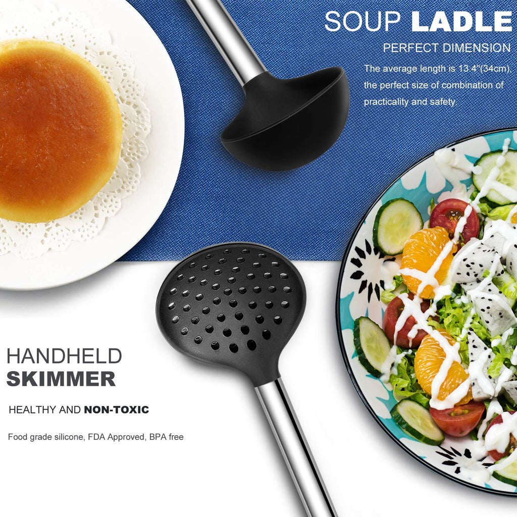 Kitchen Utensil Set-Silicone Cooking Utensils-33 Kitchen Gadgets & Spoons for Nonstick Cookware-Silicone and Stainless Steel Spatula Set-Best Kitchen Tools, Useful Pots and Pans Accessories BESTZMWK