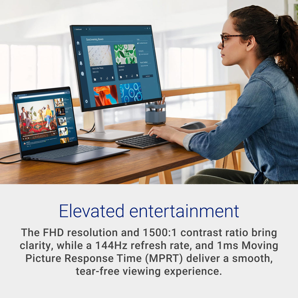 Dell 24 Plus Monitor - S2425HSM - 23.8-inch FHD (1920x1080) 144Hz 1ms Display, 2 x 3W Speakers, HDMI Connectivity, Height/Tilt/Pivot/Swivel Adjustability, AMD FreeSync - Ash White Dell
