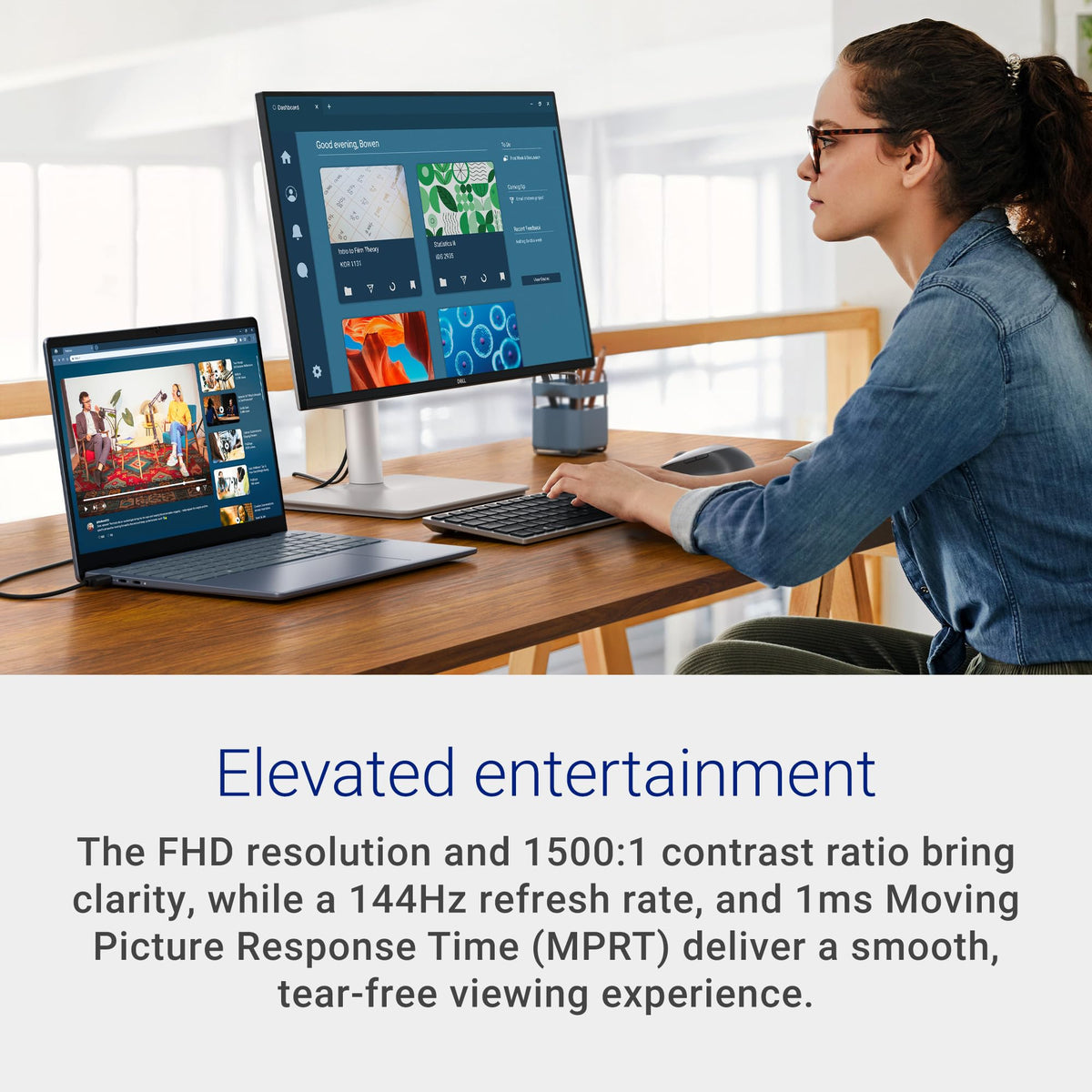 Dell 24 Plus Monitor - S2425HSM - 23.8-inch FHD (1920x1080) 144Hz 1ms Display, 2 x 3W Speakers, HDMI Connectivity, Height/Tilt/Pivot/Swivel Adjustability, AMD FreeSync - Ash White Dell
