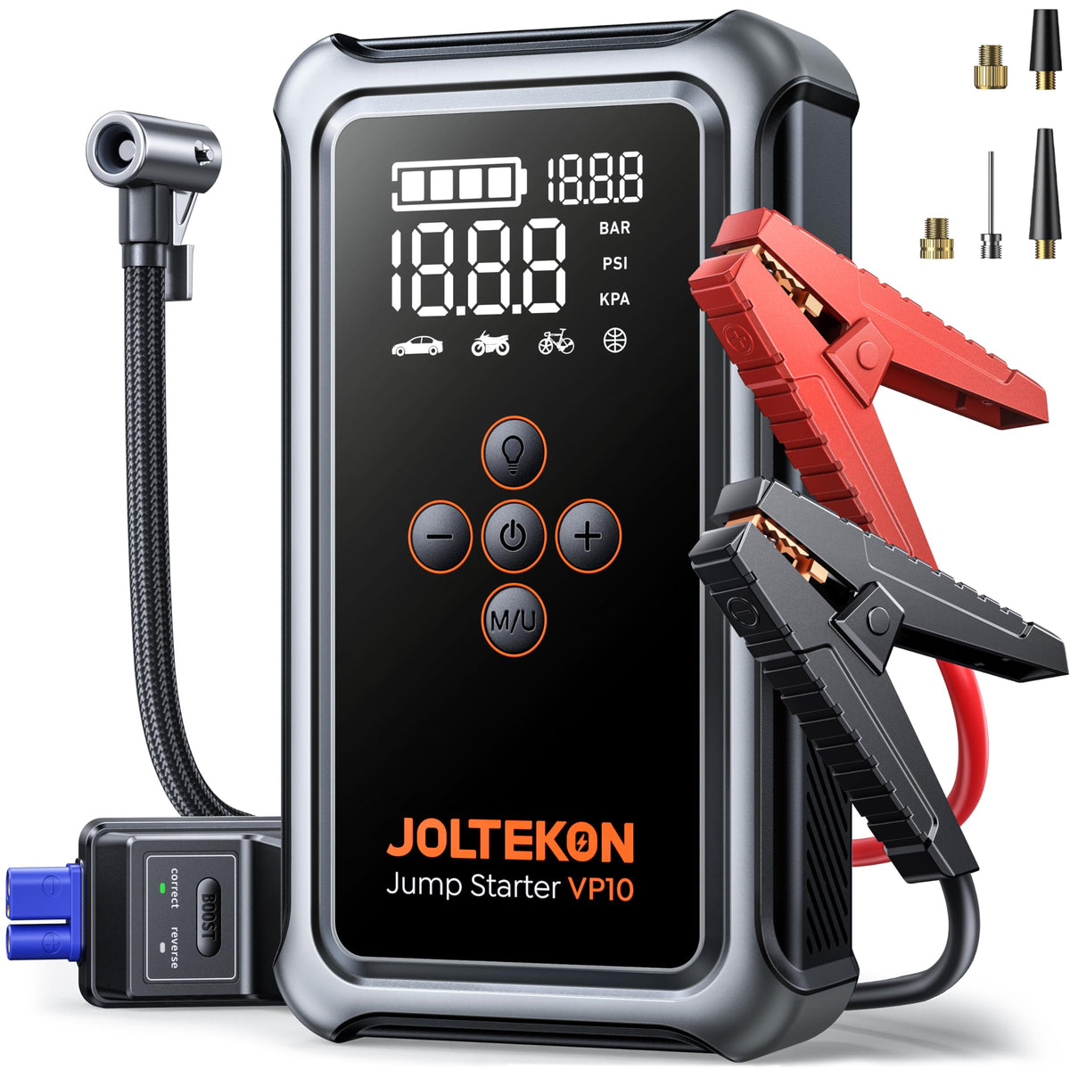 Joltekon Car Battery Jump Starter with Air Compressor 6000A 150PSI, Car Jumper Starter Portable (All Gas/10L Diesel), Jump Box Car Battery with Auto-Shutoff Tire Inflator, Jumper Cables and Light Joltekon