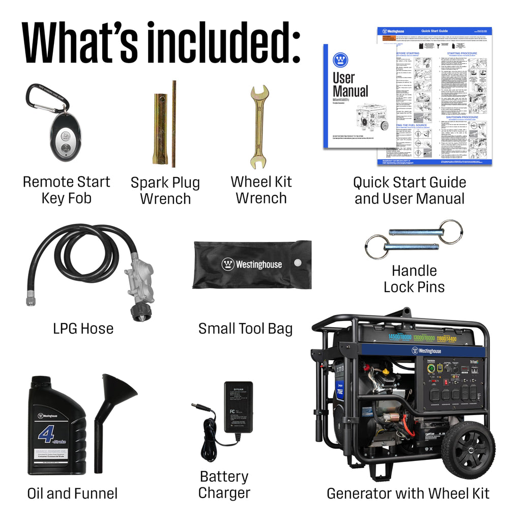 Westinghouse 18000 Peak Watt Tri-Fuel Home Backup Portable Generator, Remote Electric Start, Transfer Switch Ready, Gas, Propane, and Natural Gas Powered, CO Sensor Westinghouse