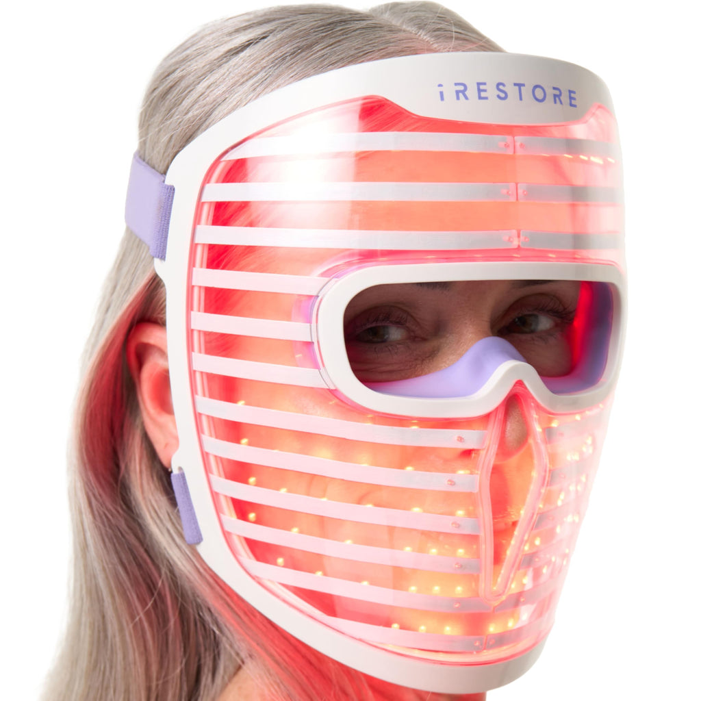 iRestore LED Face Mask for Youthful Skin, Red Light Therapy for Face, Red, Blue & Infrared Therapy for Wrinkles, Fine Lines, Dark Spots with 360 LEDs, Skincare Device for Women & Men iRestore