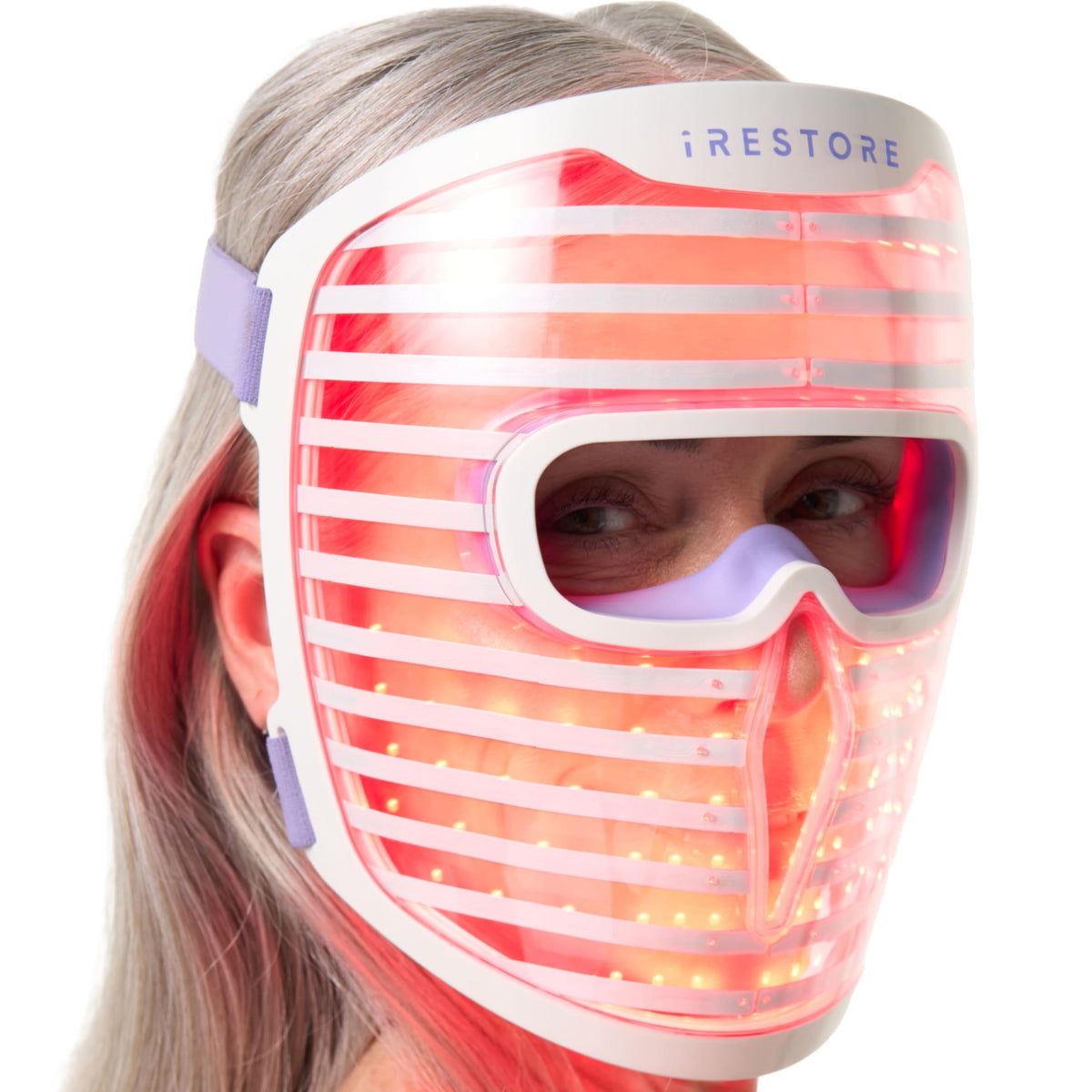 iRestore LED Face Mask for Youthful Skin, Red Light Therapy for Face, Red, Blue & Infrared Therapy for Wrinkles, Fine Lines, Dark Spots with 360 LEDs, Skincare Device for Women & Men iRestore