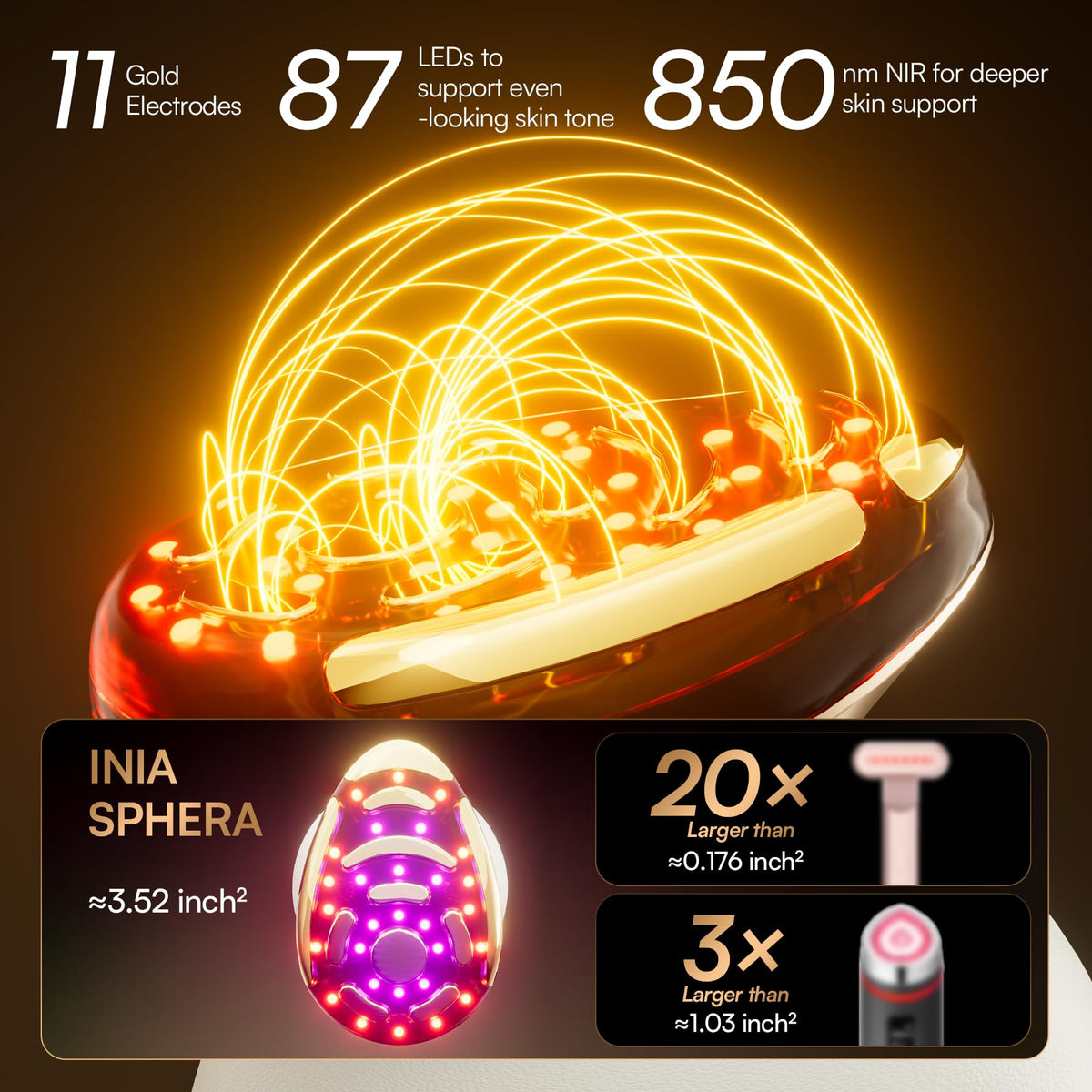 INIA SPHERA Upgraded 8-in-1 Microcurrent Facial Device for Face & Neck INIA