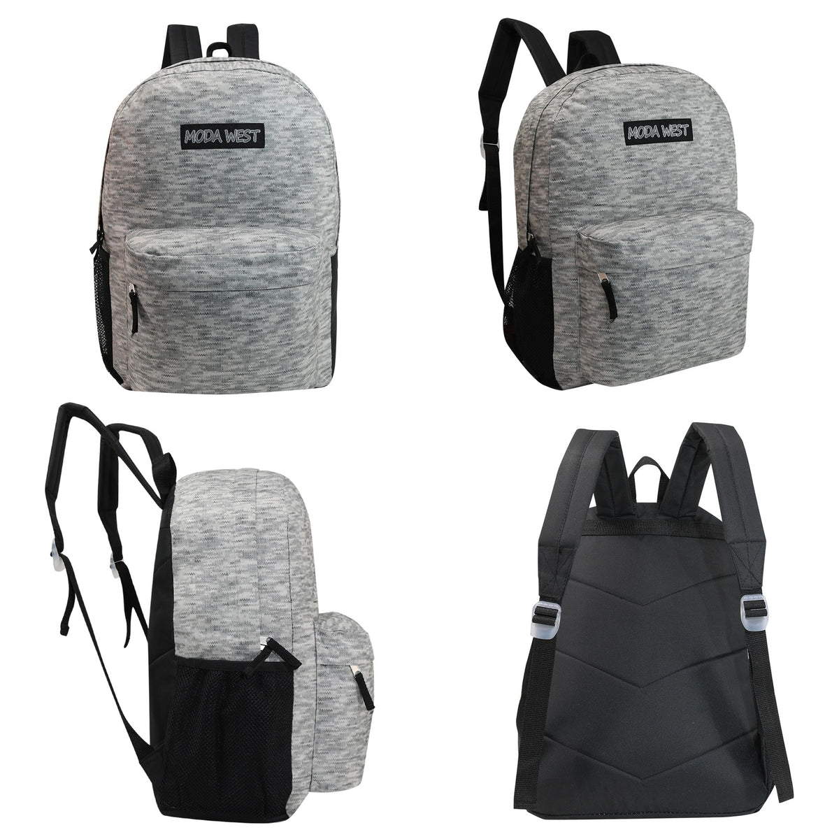 Moda West 12 Pack 17” Bulk Sport Backpacks with 52 Piece School Supplies Kits, 12 Styles Moda West